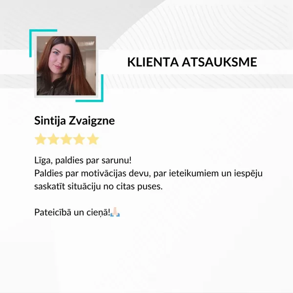 Sintija Zvaigzne - individuālais koučings atsauksme